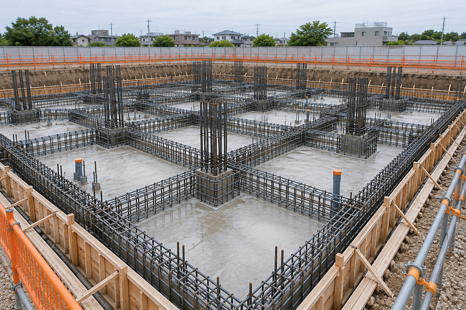 【サンプル】集合住宅の基礎工事 — 3枚目（AI生成の参考画像）